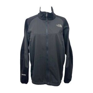 North Face Men's Jacket Black and Grey Wind Stopper Soft-Shell Size Medium